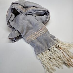 Anthropologie Ahujasons Cotton Pastel Fringe Shawl Wrap Scarf Made in India